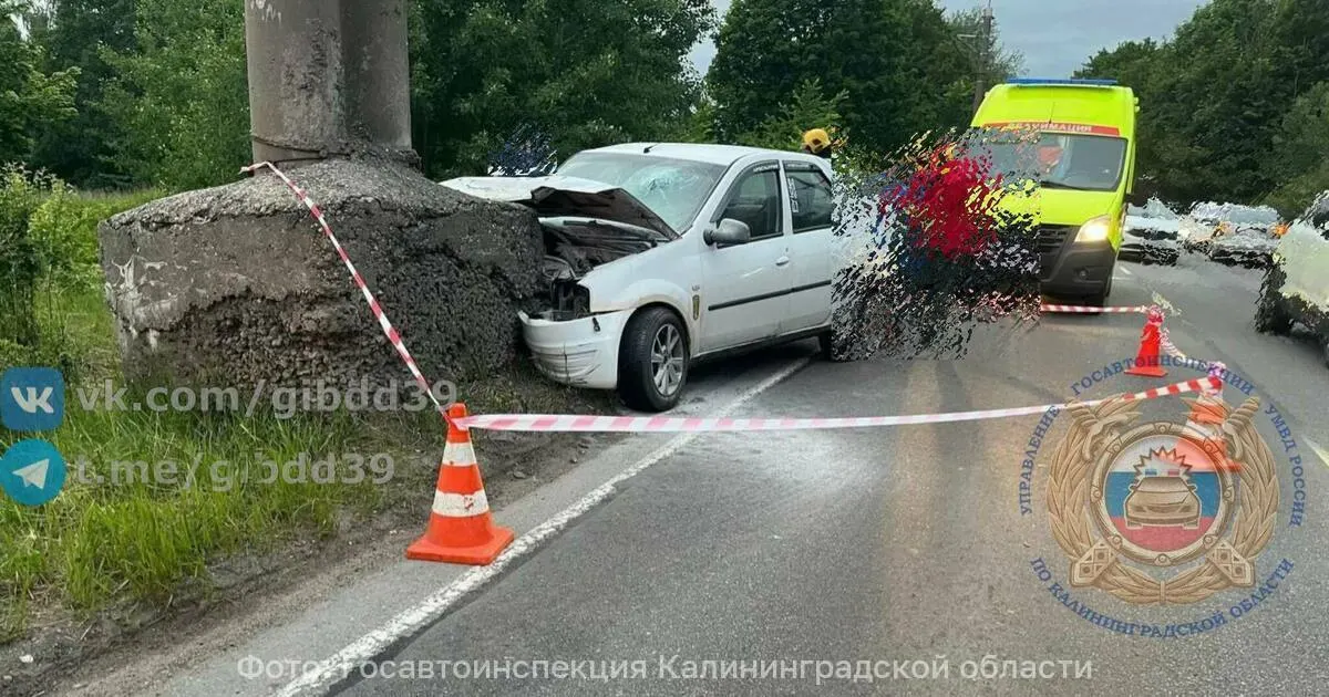 На Куршской косе 18 июня легковой автомобиль съехал с дороги и врезался в дерево — погибла 50‑летняя пассажирка. Через 20 минут в Калининграде водитель Renault врезался в бетонную опору и скончался на месте.