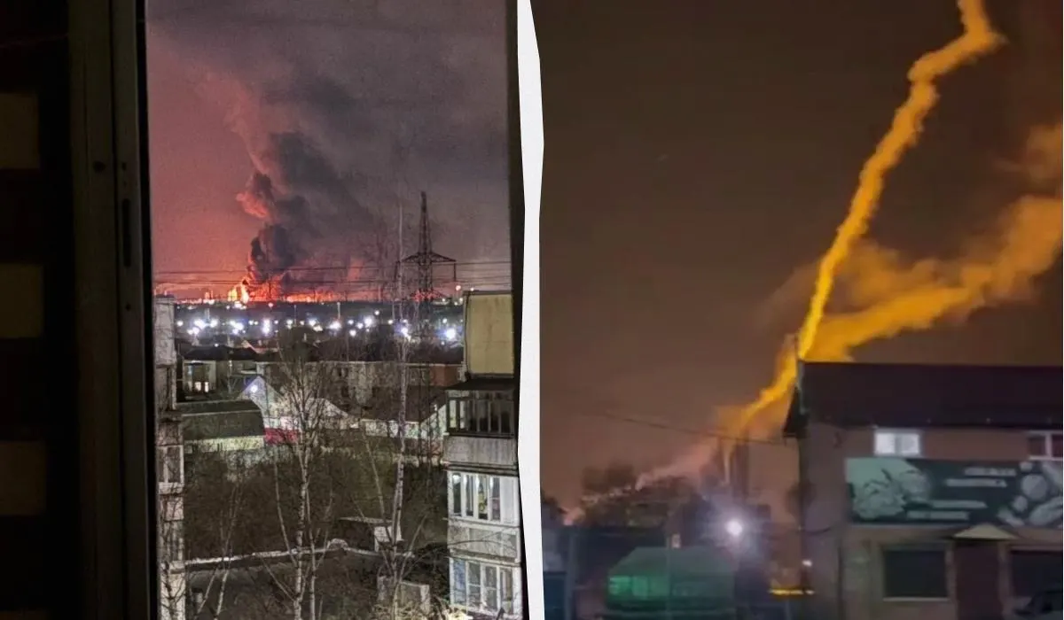 По опубликованным в сети кадрам дроны поразили Ярославский НПЗ, на территории завода вспыхнул масштабный пожар; в Вологодской области на азотном комплексе повреждён трубопровод с серной кислотой, несколько человек пострадали.