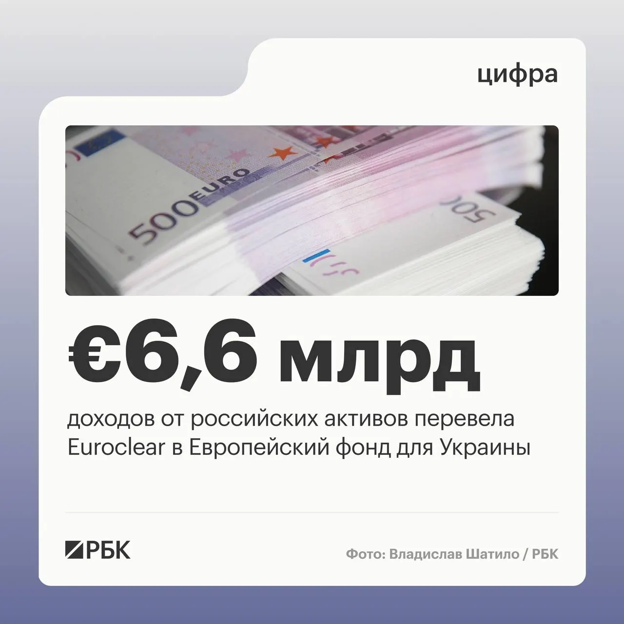 Бельгийский депозитарий Euroclear направил Киеву €6,6 млрд доходов от замороженных российских активов. Следующий платёж в €1,4 млрд ожидается в июле 2026 года. В I квартале 2026 года процентный доход составил €1,1 млрд — на 23% меньше года ранее; для передачи в фонд поддержки Украины зарезервировано €744 млн.