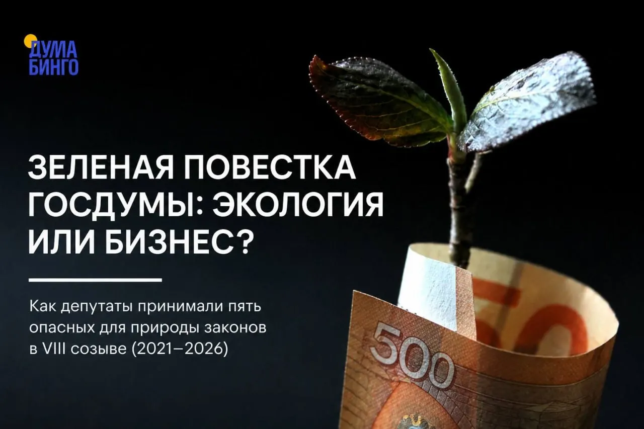 Анализ законодательных инициатив последних пяти лет показывает системное сокращение независимого экологического контроля и расширение возможностей для хозяйственного использования особо охраняемых территорий. Решения чаще всего принимаются большинством «Единой России».