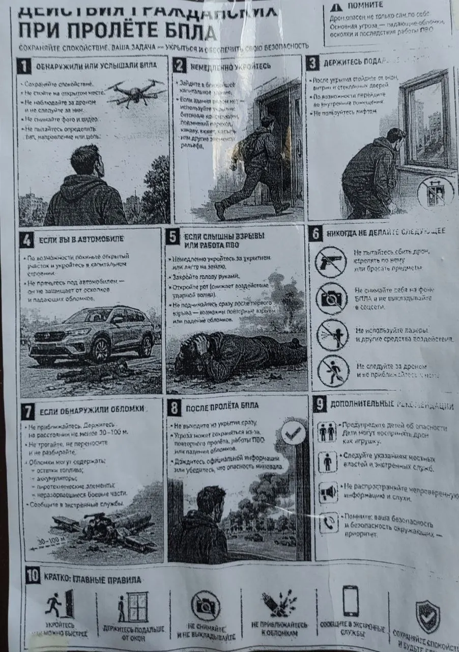 В&nbsp;Калининграде в&nbsp;подъездах многоквартирных домов разместили памятки на&nbsp;случай появления дронов