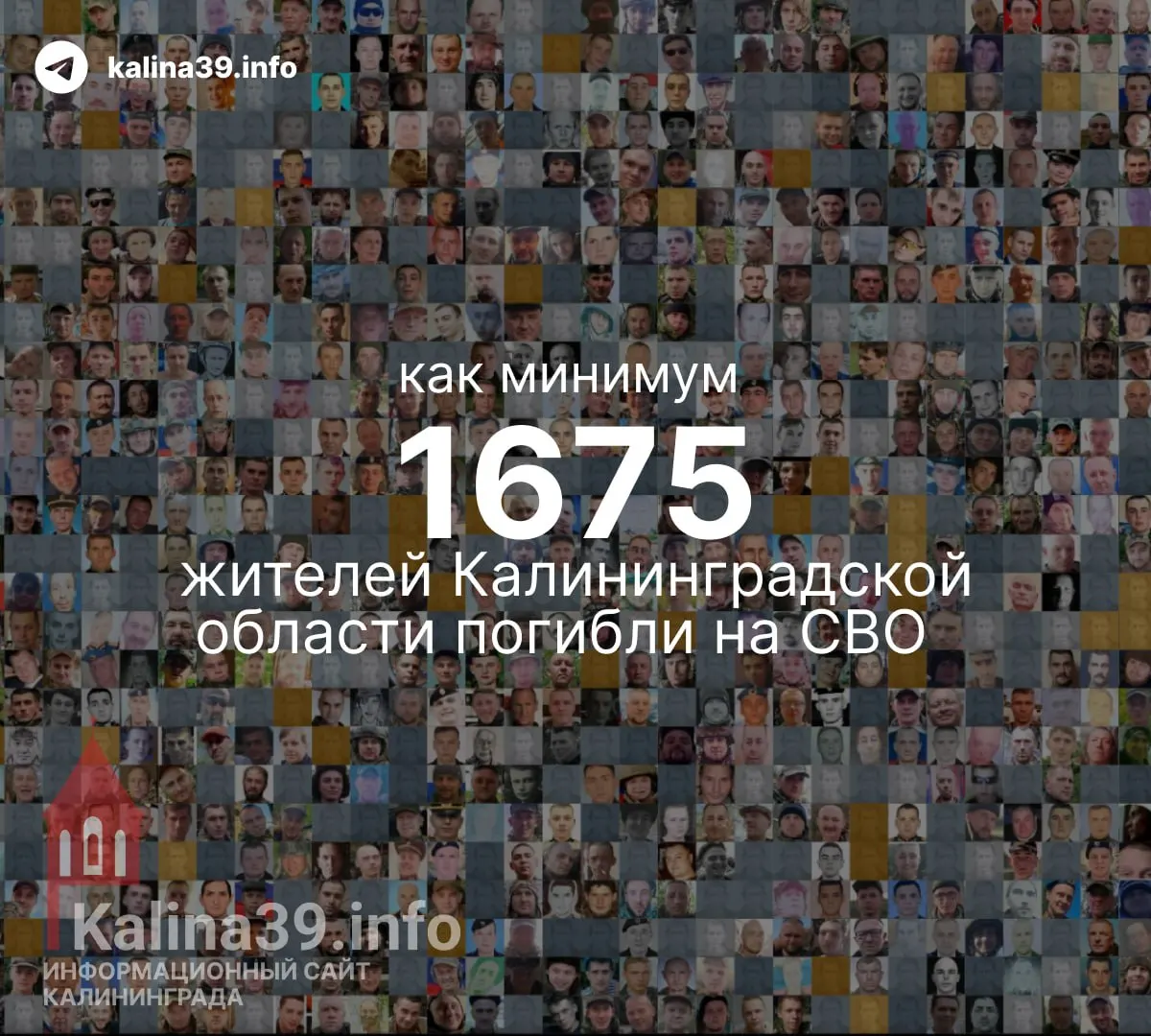 Независимые журналисты подтверждают гибель как минимум 1675 жителей Калининградской области с начала СВО.