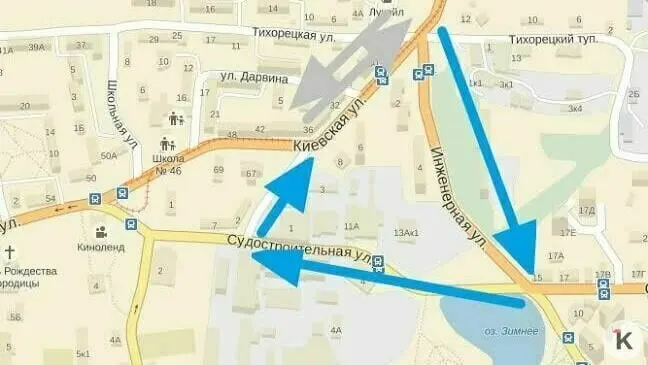 Городская служба изучает возможность кольцевого движения на связке Киевской, Судостроительного переулка и Инженерной, оценивая влияние на пробки и безопасность на дорогах.